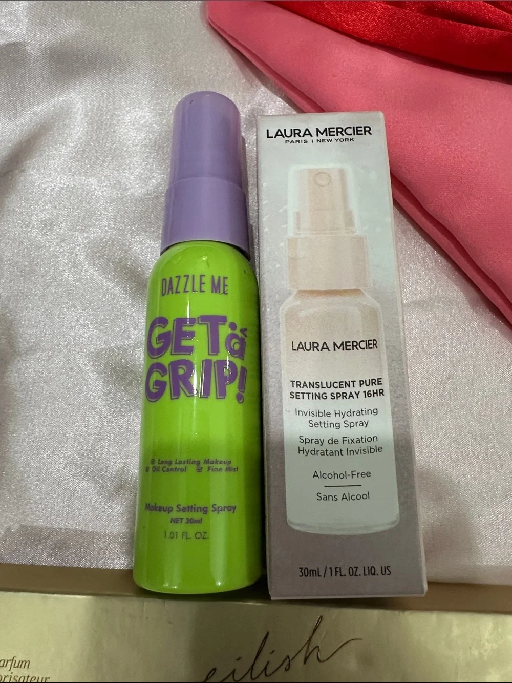 laura mercier Translucent Setting Spray with Pink Pouch and Red Bow